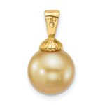 14k Polished 10-11mm Round Golden South Sea Saltwater Cultured Pearl Pendant - Image 3