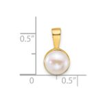 14k Polished 7-8mm Button White Freshwater Cultured Pearl Pendant - Image 4
