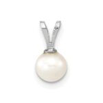 14k White Gold 5-6mm White Round Freshwater Cultured Pearl Pendant - Image 3