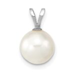 14k White Gold 8-9mm White Round Akoya Saltwater Cultured Pendant