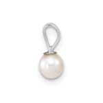 14k White Gold 4-5mm White Round Freshwater Cultured Pearl Pendant - Image 2
