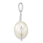 14K White Gold 8-9mm White Rice Freshwater Cultured Pearl Teardrop Pendant - Image 2