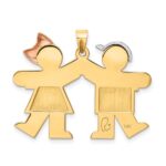 14k Tri-color The Kids Medium Boy on Left and Girl on Right Engravable Kiss Charm - Image 4