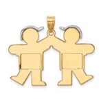 14k Two-tone The Kids Medium Double Boys Engravable Kiss Charm - Image 4