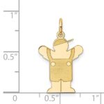 14k The Kids Small Boy with Overalls Engravable Love Charm - Image 3