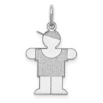 14k White Gold The Kids Small Boy with Hat Engravable Hugs Charm