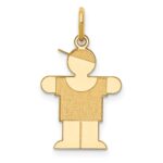 14k The Kids Small Boy with Hat Engravable Hugs Charm