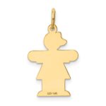 14k The Kids Small Girl with Bow Engravable Hugs Charm - Image 4