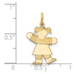 14k The Kids Small Girl with Ponytails Engravable Kiss Charm - Image 3