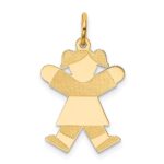 14k The Kids Small Girl with Ponytails Engravable Joy Charm