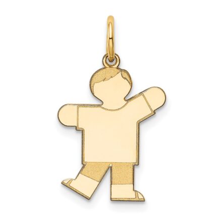 14k The Kids Small Boy with Haircut Engravable Kiss Charm
