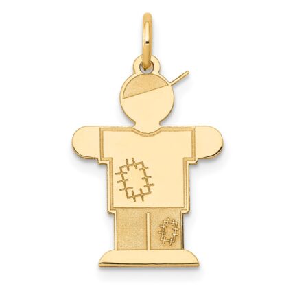 14k The Kids Small Patches Boy Engravable Hugs Charm