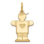 14k The Kids Small Heart Shirt Boy Engravable Hugs Charm