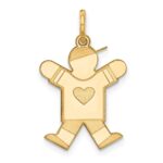 14k The Kids Small Heart Shirt Boy Engravable Joy Charm