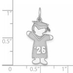 Sterling Silver Rhodium-plated Class of 2026 Girl Cuddle Charm - Image 4