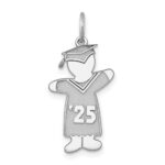 Sterling Silver Rhodium-plated Class of 2025 Boy Cuddle Charm