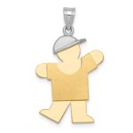 14k Two-tone The Kids Medium Boy with Hat on Left Engravable Kiss Charm