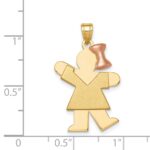 14k Two-tone The Kids Medium Girl with Bow on Right Engravable Kiss Charm - Image 3