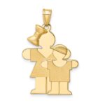14k The Kids Big Girl and Little Boy Engravable Hugs Charm