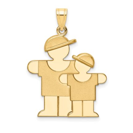 14k The Kids Big Boy and Little Boy Engravable Hugs Charm