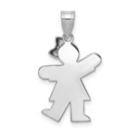 14k White Gold The Kids Small Girl with Bow on Right Engravable Kiss Charm - Image 4