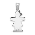 14k White Gold The Kids Small Girl with Bow on Left Engravable Hugs Charm - Image 4