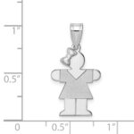 14k White Gold The Kids Small Girl with Bow on Left Engravable Hugs Charm - Image 3