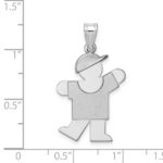 14k White Gold The Kids Medium Boy with Hat on Left Engravable Kiss Charm - Image 3