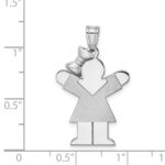 14k White Gold The Kids Medium Girl with Bow on Left Engravable Love Charm - Image 3