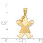 14k The Kids Solid Engravable Small Girl with Bow on Left Joy Charm - Image 3