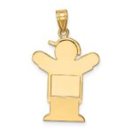 14k The Kids Solid Engravable Medium Boy in Overalls with Hat on Left Love Charm - Image 4