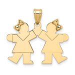 14k The Kids Solid Engravable Small Double Girls Kiss Charm