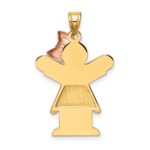14k Two-tone The Kids Medium Girl with Ruffles and Bow on Right Engravable Love Charm - Image 4