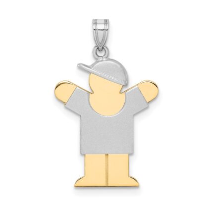 14k Two-tone The Kids Small Boy with Hat on Right Engravable Love Charm