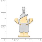 14k Two-tone The Kids Medium Boy with Hat on Left Engravable Love Charm - Image 3