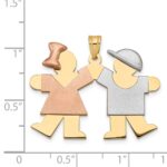 14k Tri-color The Kids Medium Girl on Left and Boy on Right Engravable Kiss Charm - Image 2