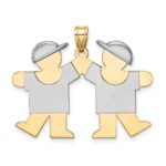 14k Two-tone The Kids Medium Double Boys Engravable Kiss Charm
