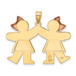 14k Two-tone The Kids Medium Double Girls Engravable Kiss Charm - Image 4