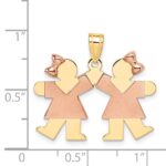 14k Two-tone The Kids Small Double Girls Engravable Kiss Charm - Image 3