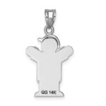 14k White Gold The Kids Small Boy in Overalls with Hat on Left Engravable Love Charm - Image 4