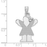 14k White Gold The Kids Medium Girl with Ruffles and Bow on Right Engravable Love Charm - Image 3