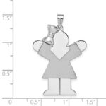 14k White Gold The Kids Large Girl with Ruffles and Bow on Left Engravable Love Charm - Image 3