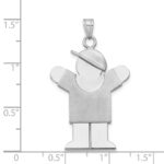 14k White Gold The Kids Large Boy with Hat on Right Engravable Love Charm - Image 3