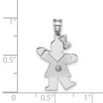 14k White Gold The Kids Small Girl with Bow on Right AA Diamond Kiss Charm - Image 3