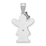 14k White Gold The Kids Small Girl with Bow on Left AA Diamond Love Charm - Image 4