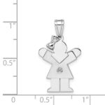 14k White Gold The Kids Small Girl with Bow on Left AA Diamond Love Charm - Image 3