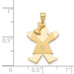 14k The Kids Small Girl with Bow on Left AA Diamond Joy Pendant - Image 2