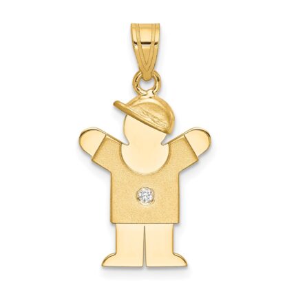 14k The Kids Small Boy with Hat on Right A Diamond Love Pendant
