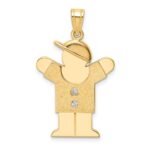 14k The Kids Medium Boy with Hat on Right AA Diamond Love Pendant