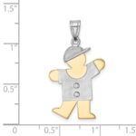 14k Two-tone The Kids Medium Boy with Hat on Left AA Diamond Kiss Pendant - Image 3